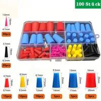 100pcs Silicone Rubber Plug Assortment Set For Hole Plugs Sealing Tapered Stopper Plug Conical Powder Coating HighTemp Resistant