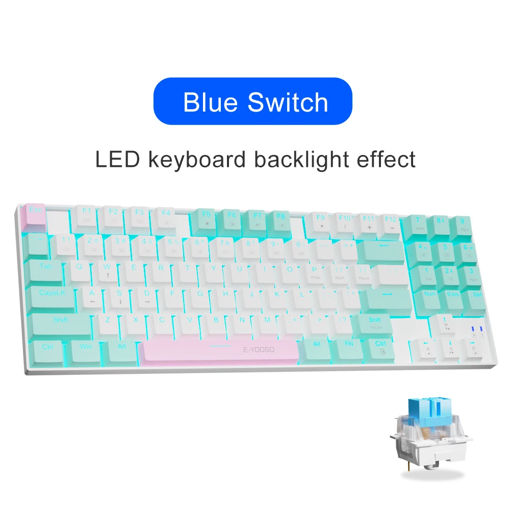 E-YOOSO Z13 usbメカニカルゲーミングキーボード青赤スイッチ89キー