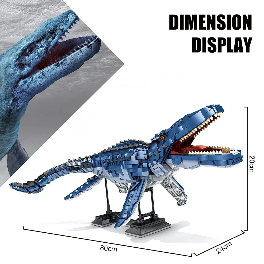 Jurassic Dinosaur Park T-REX Blöcke, große Größe Mosasaurus Collector\'s Edition Kreatives Brontosaurus Spielzeug für Erwachsene, Jungen und Kinder