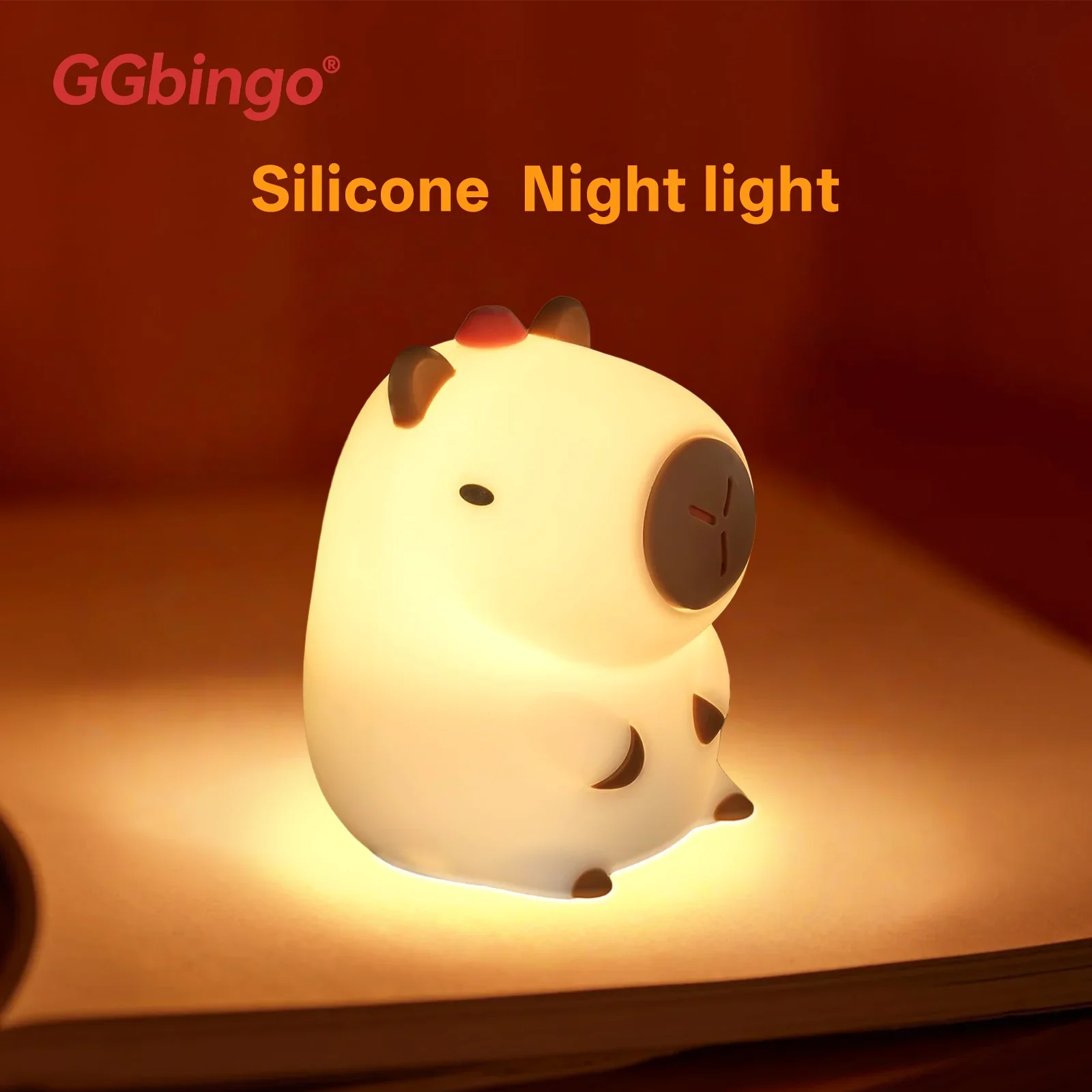 GGbingo Portable Silicone Pat Night Light 3 Brightness Modes ABS Material Rechargeable 1200mAh Battery for Home Travel Bedroom