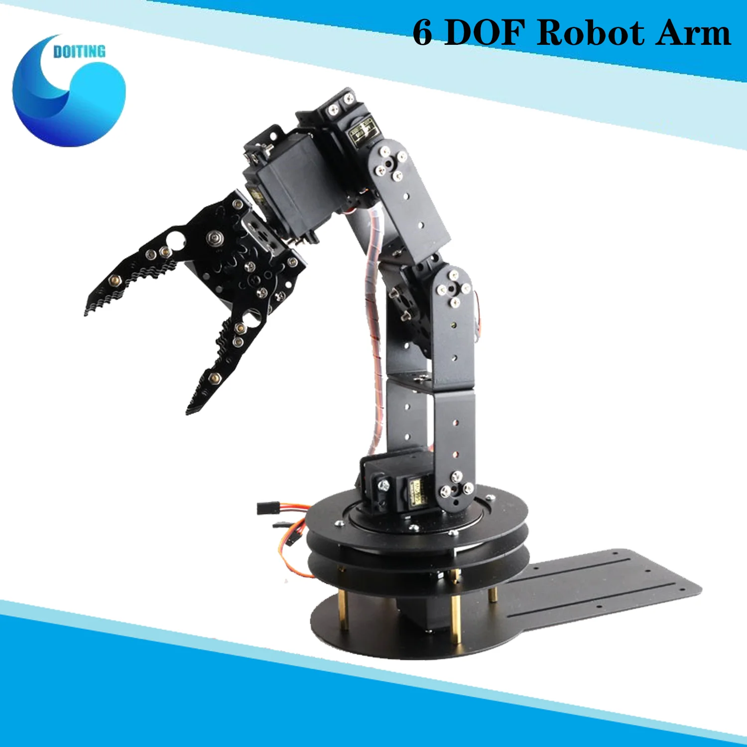 

Original 6 dof Robot Arm+6PCS High Torque Servos(Metal gear)+Mechanical Claw + Large Metal Base+Full Metal Plate