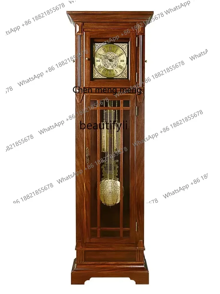 X Living Room Simple Modern Floor Clock Solid Wood Chinese Retro Mechanical Floor ClockA