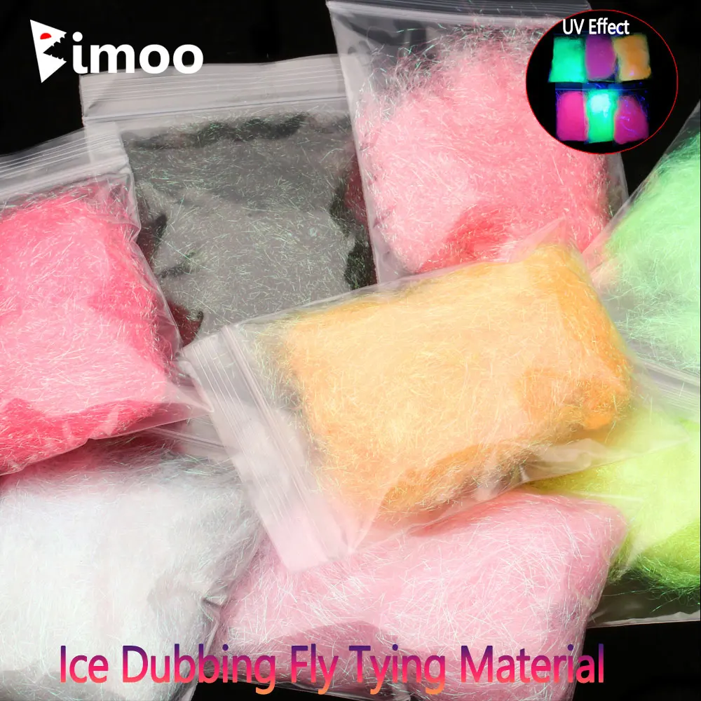 Bimoo 2packs Ultra Fine Ice Dubbing Fly Tying Material Ice Dub Fiber for Scud Nymph Shrimps Dry Flies Trout Fishing Lures Baits