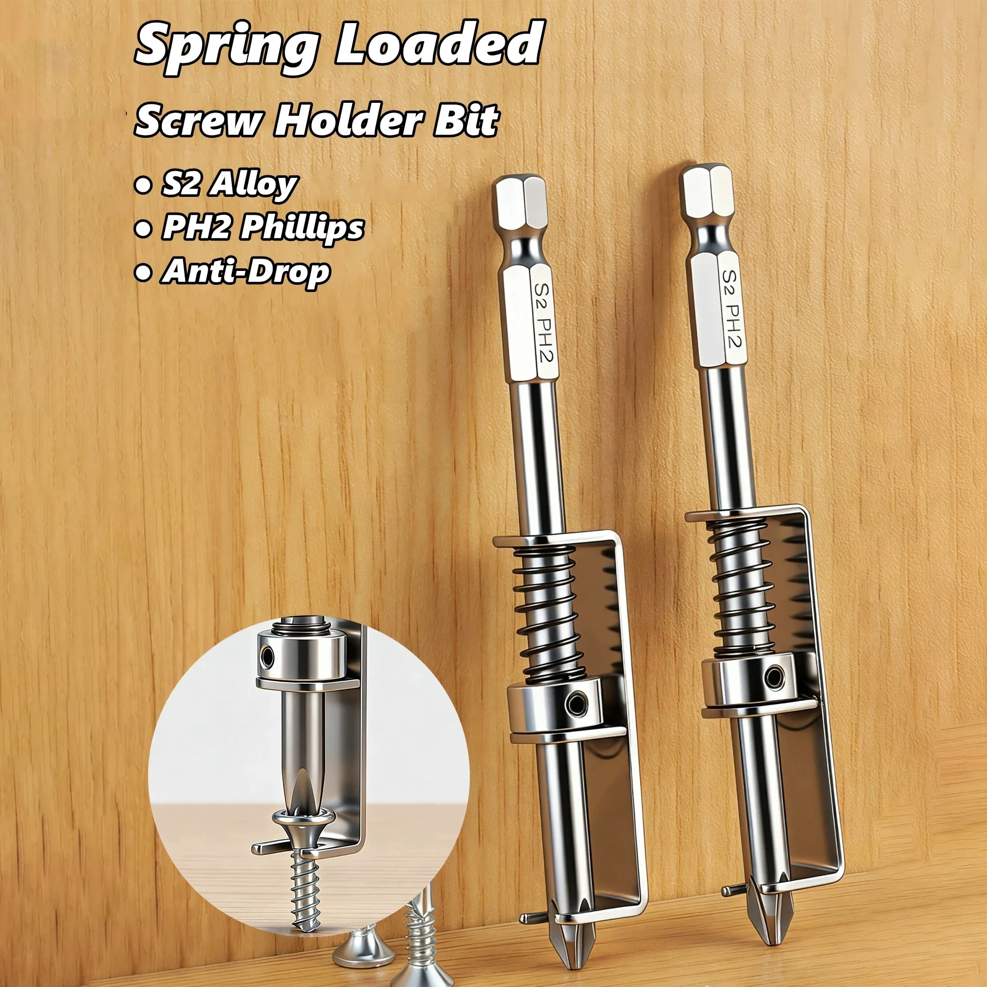 Spring Loaded Screw Holder Bit,Screw Gripper Tool Universal Anti-drop Screwdriver Bit Screws Retaining Holders Clamp Fixing Set