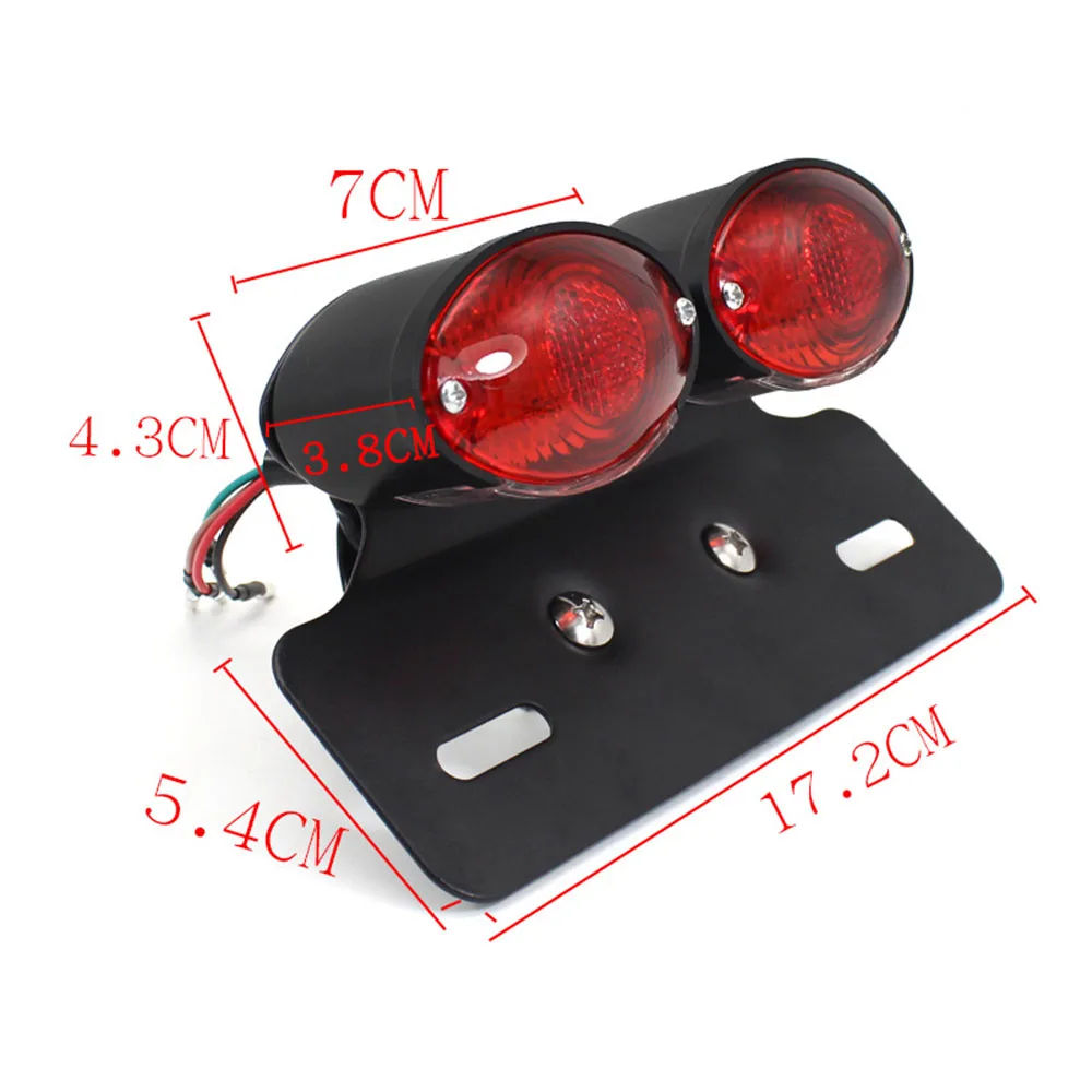 Torvian Dual Round Motobike LED Tail Light Brake Lamp Turn Signal Light With License Plate Holder Rear Motorcycle Accessory