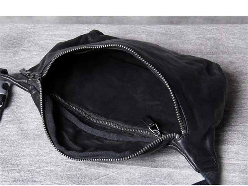 Casual Simple Natural Cowhide Men\'s Chest Bag Designer Luxury Genuine Leather Black Shoulder Crossbody Bag Sport Waist Packs