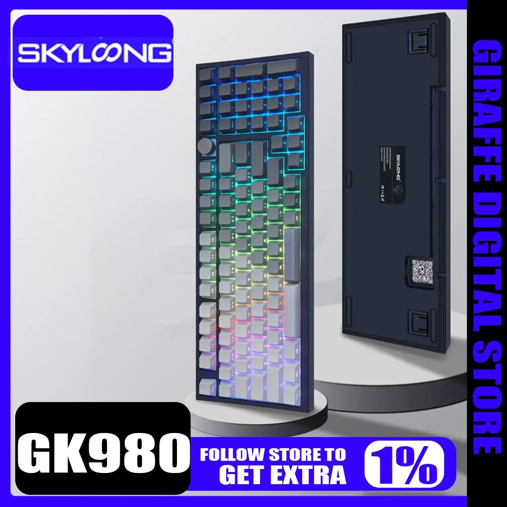 Skyloong-Clavier mécanique filaire GK980, bouton multifonctionnel RVB, échange à chaud, clavier de jeu Esport, accessoire PC Gamer personnalisé