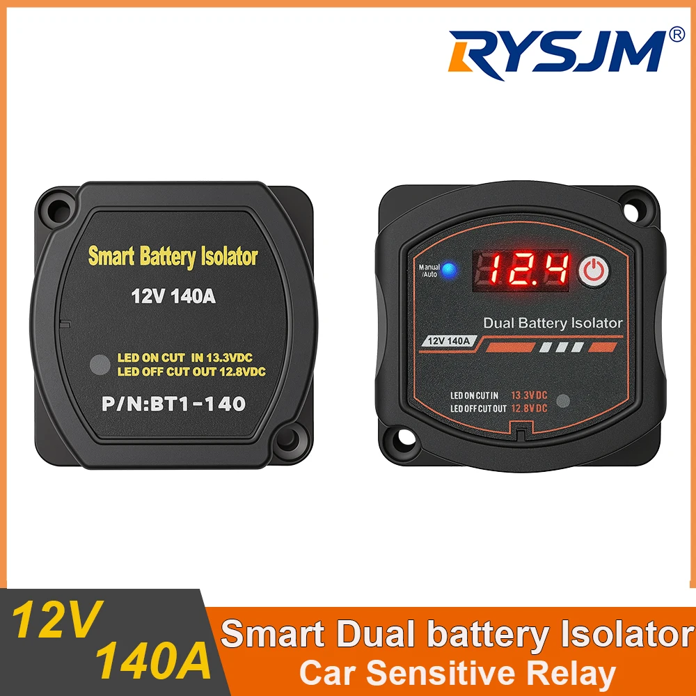 New Smart Dual Battery Isolator with/Without LED Voltage Display 12V 140A Waterproof Car Sensitive Relay VSR Split Charge Switch