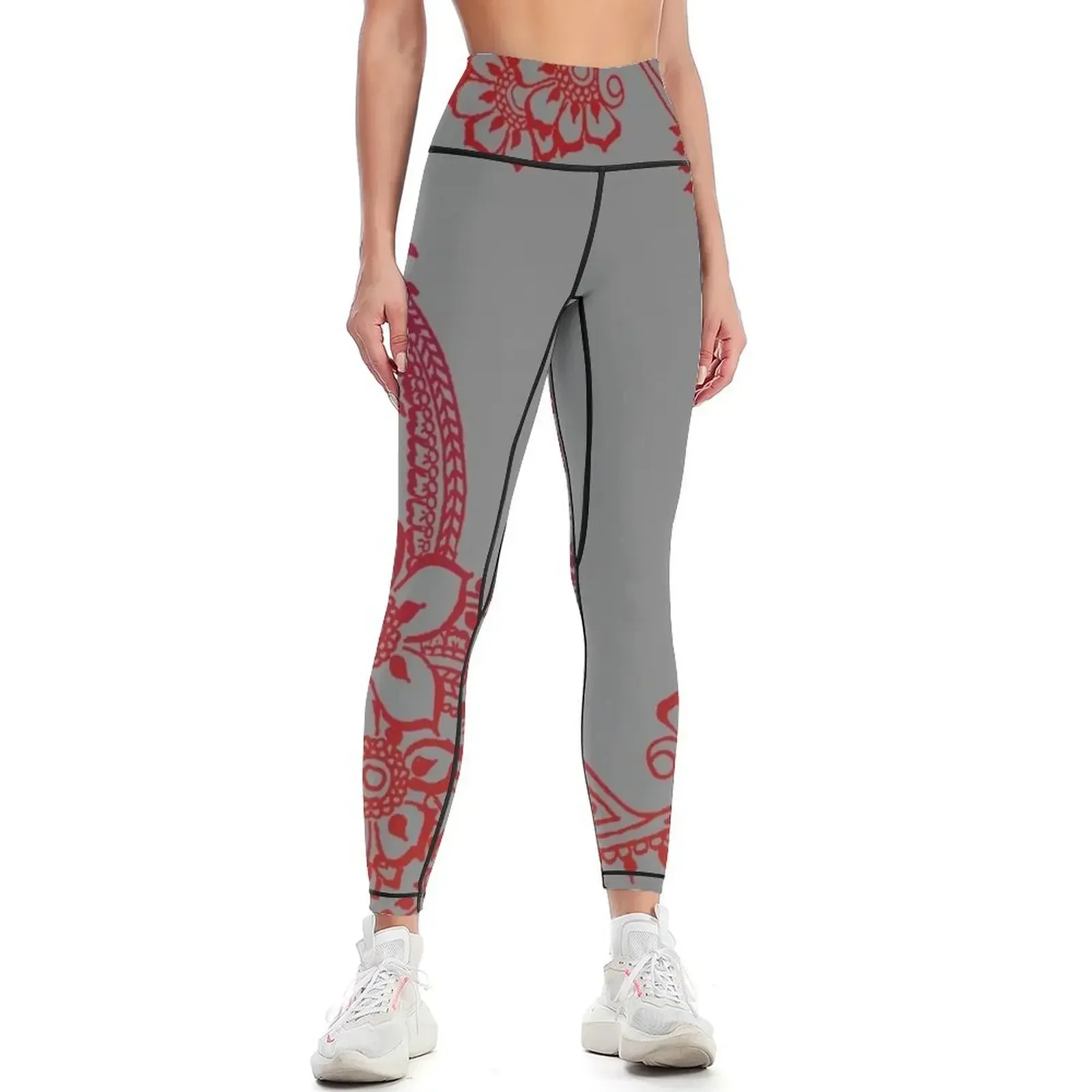 Floral and Paisley Henna design Leggings sport pants for girls Sports female Womens Leggings