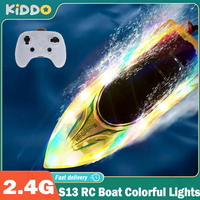 JJRC S13 RC Boat Colorful Lights Luminous High Speed 2.4G Competitive Speedboat Boat Parenting Toys for Boys Gifts Waterproof