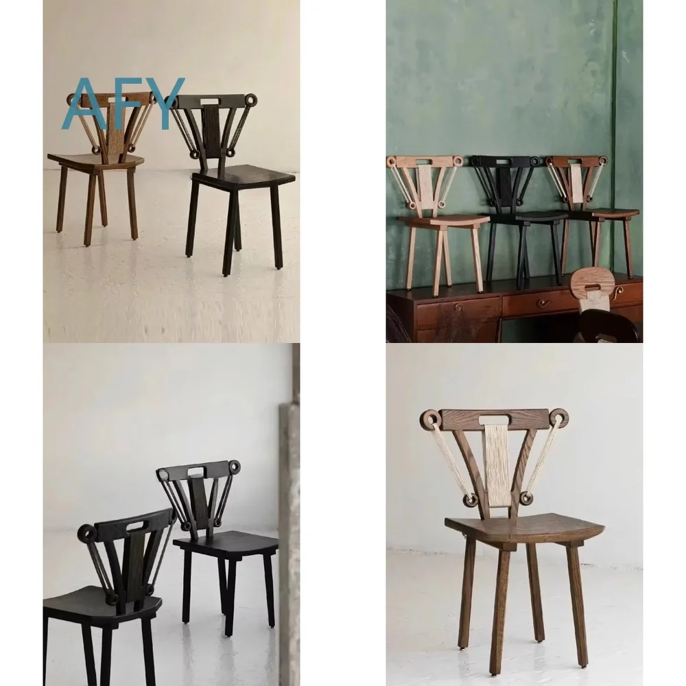Retro Solid Wood Dining Chair for Home Decor for Kitchen for Living Room Medieval Style Unique Shape Quiet Comfort Chair