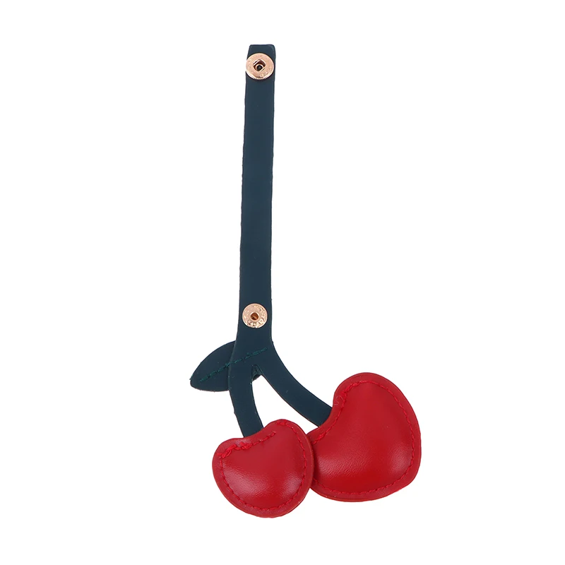 Creative small cherry key chain pastoral style leather fruit key chain pendant bag pendant car key chain ring small accessories image 6