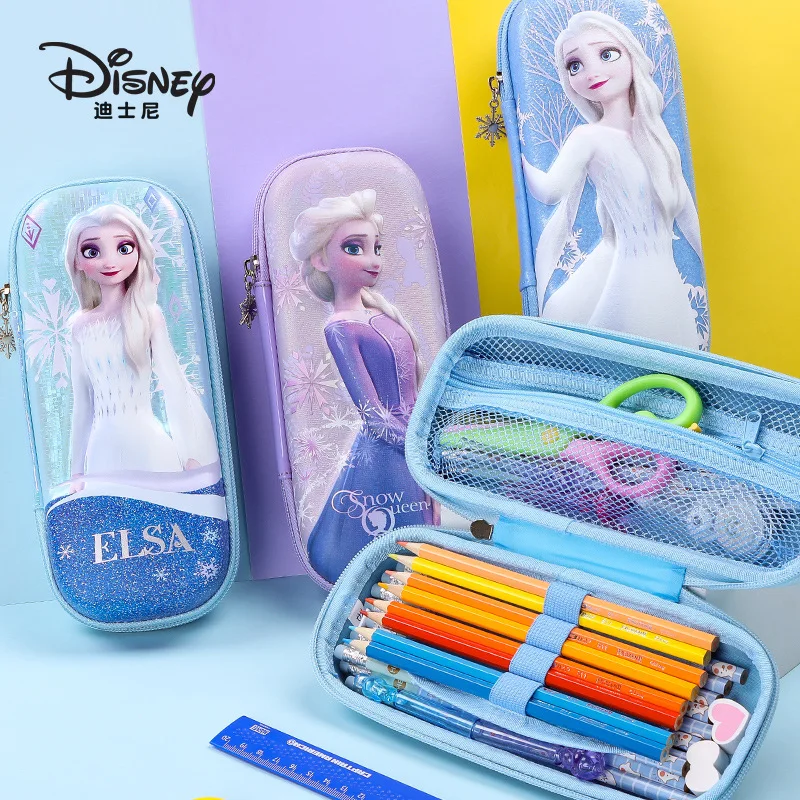 Disney Frozen Pencil Case Girl Student Cute Cartoon Stationery Box Large Capacity Resistant To Fall Pen Bag School Supplies