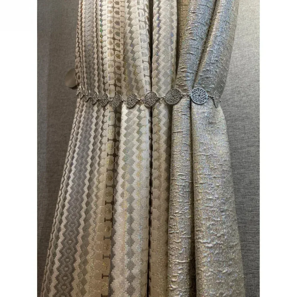 Fashion Luxury Niche High Precision Jacquard Opaque Full Blackout Heat Insulation Modern Curtains For Living Room Dining Bedroom