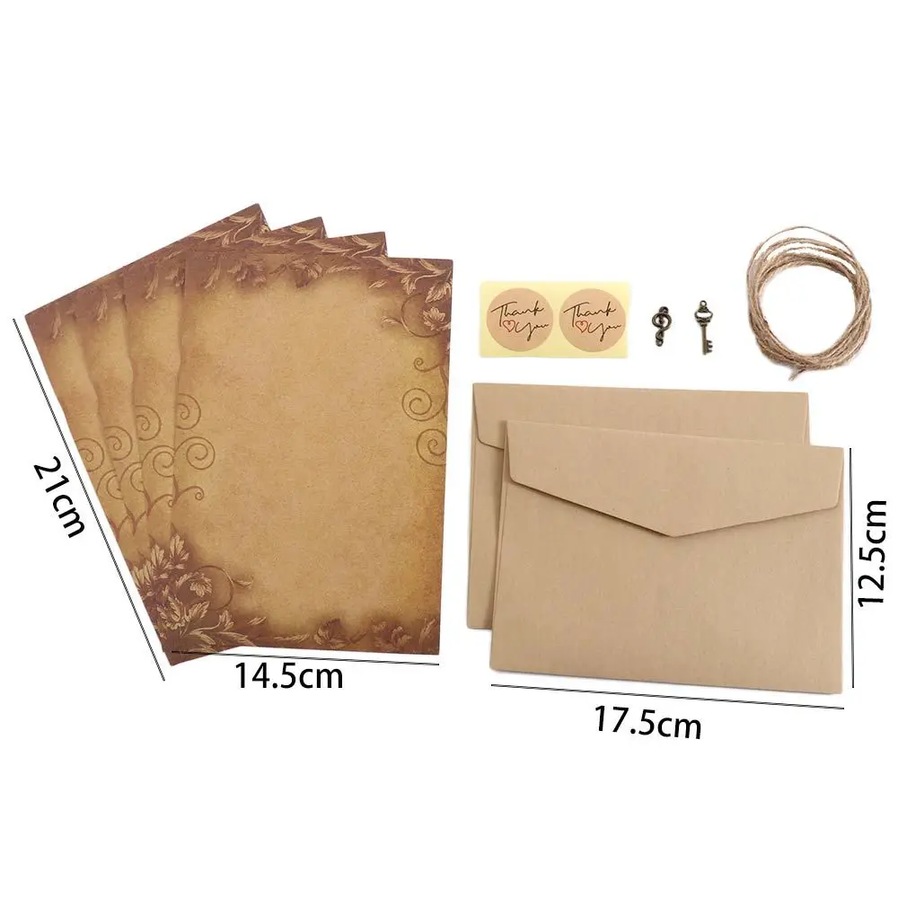 Flower Desig Stationery Valentine's Day Craft Paper Old Europe Style with Rope Envelope Writing Paper Letter Pad Retro Vintage