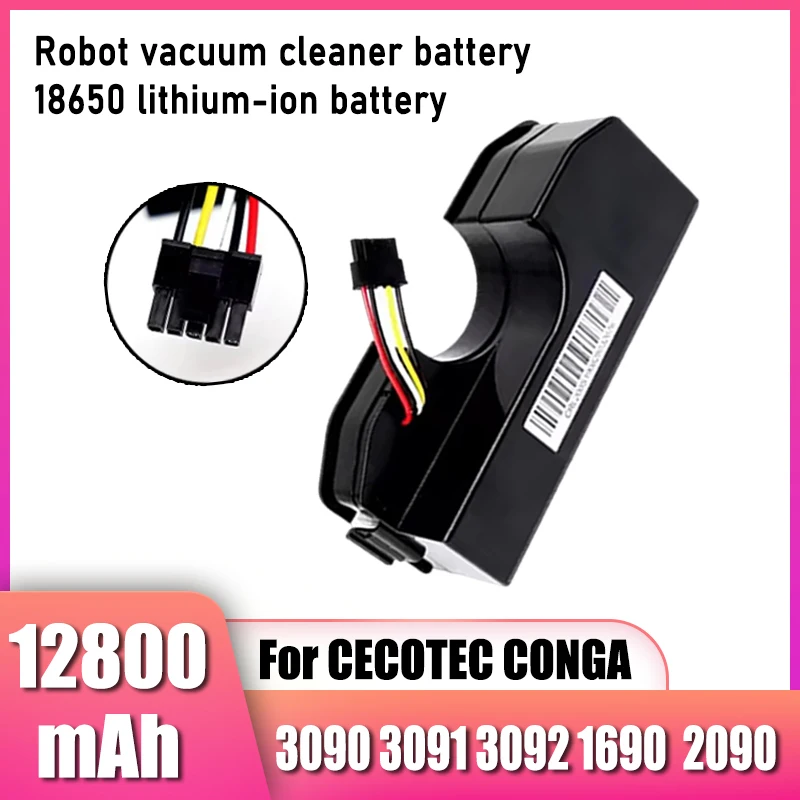 14.4V 12800mAh, for CECOTEC CONGA 3090 3091 3092 1690 1890 2090 robot vacuum cleaner battery replacement backup battery