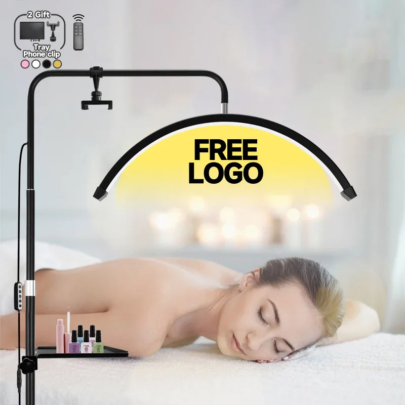 

Free LOGO Half Moon Light Lampara Media Luna LED Lash Lamp Photography Ring Light with Stand for Eyelash Beauty Extension Makeup