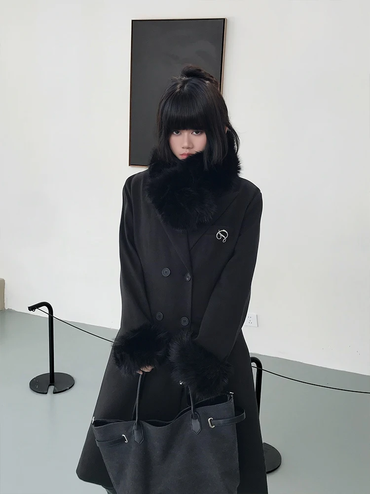 

Зимнее пальто для похудения, женское шерстяное пальто с шарфом, корейский стиль, на пуговицах, для повседневной носки, большие размеры, длинное пальто с длинными рукавами