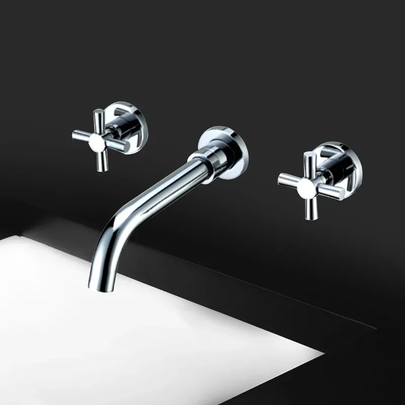 

Скрытый, настенный тип, умывальник, горячая и холодная вода, смеситель, полностью медь, умывальник