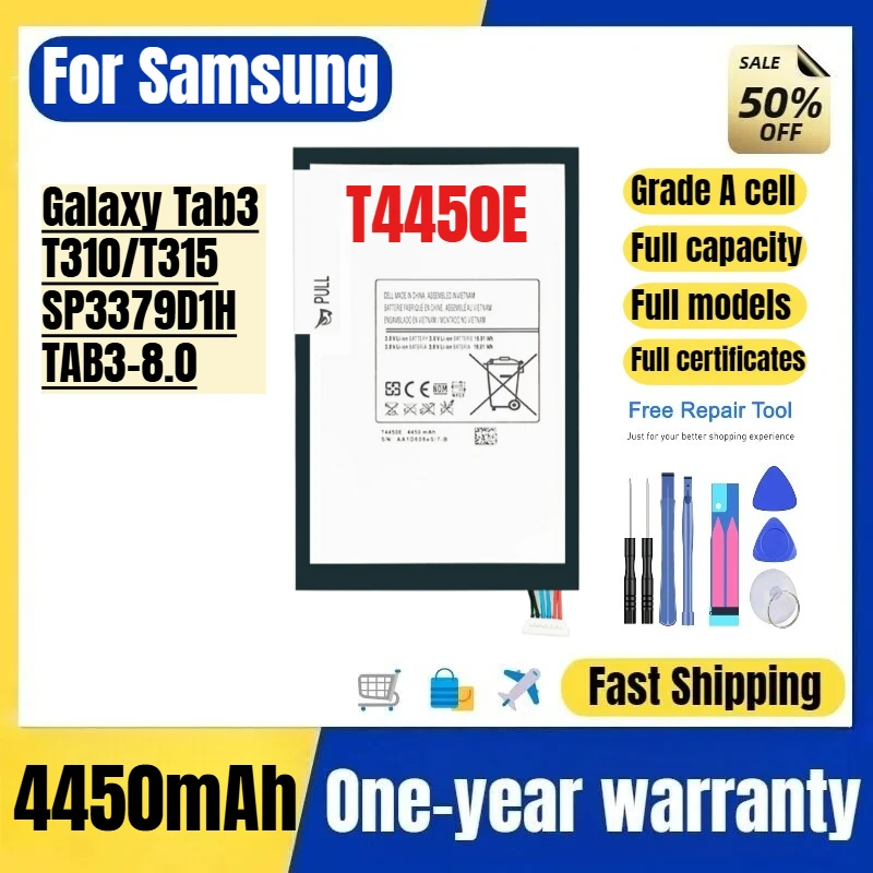 T4450E for Samsung Galaxy Tab3/T310/T315/SP3379D1H/TAB3-8.0 Tablet Battery  High Capacity Battery Replacement Bateria with Tools