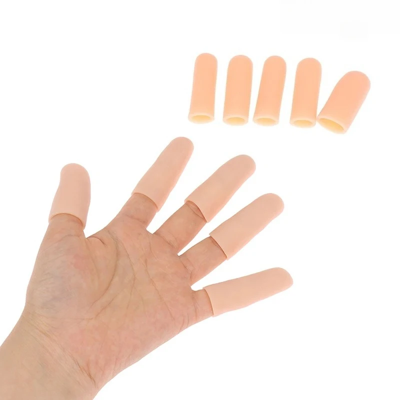 5Pcs Anti Cut Silicone Finger Protector Sleeves Heat Resistant Gel Tube Hand Bandage Cooking Kitchen Tools