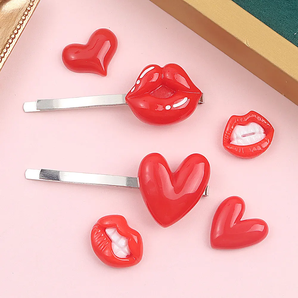 4/12/21 قطعة شفاه من الراتنج الأحمر، خرز غير مسامي على شكل قلب، إكسسوارات ديكور ذاتية الصنع، عيد الميلاد، عيد الحب، هدايا عيد الشكر #5