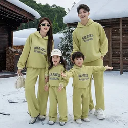 Fashion Family Matching Outfits Parents and Children Clothes Mother Father and Daughter Son Same Hoodies Pants Two Piece Sets