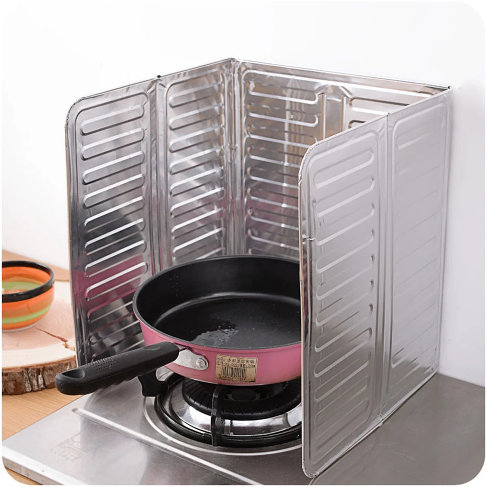 Cooking Frying Oil For Splash Screen Cover Three Hinged Panels Aluminum Foil Anti Splatter Shield Kitchen Stove Oil Guard