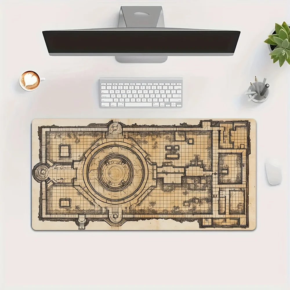 Large Fantasy Dungeon Map Mouse Pad RPG Gaming Desk Mat Non-Slip Rubber Office Home Durable Tabletop Mat