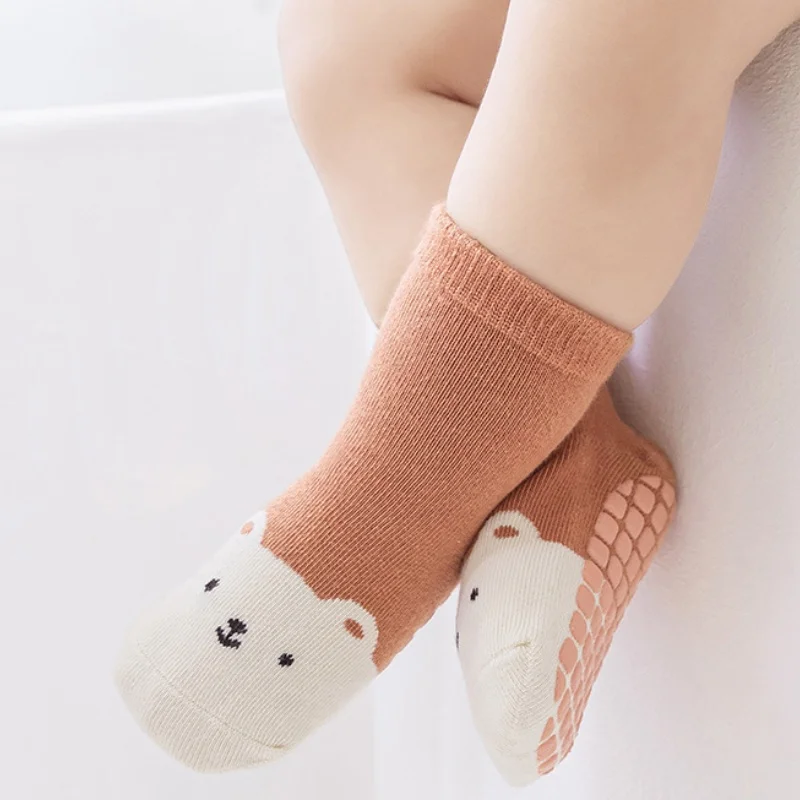 Calcetines antideslizantes para bebé, medias cálidas con dibujos de animales, para niño y niña