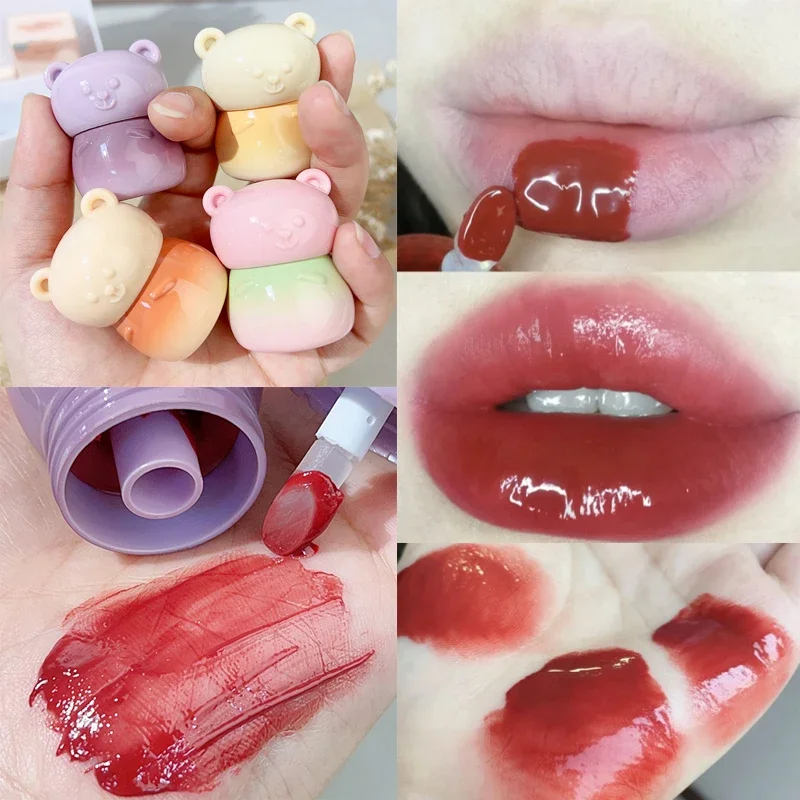 Espelho água roxo brilho labial cristal geléia hidratante batom líquido à prova dwaterproof água copo antiaderente lipgloss matiz coreano cosméticos