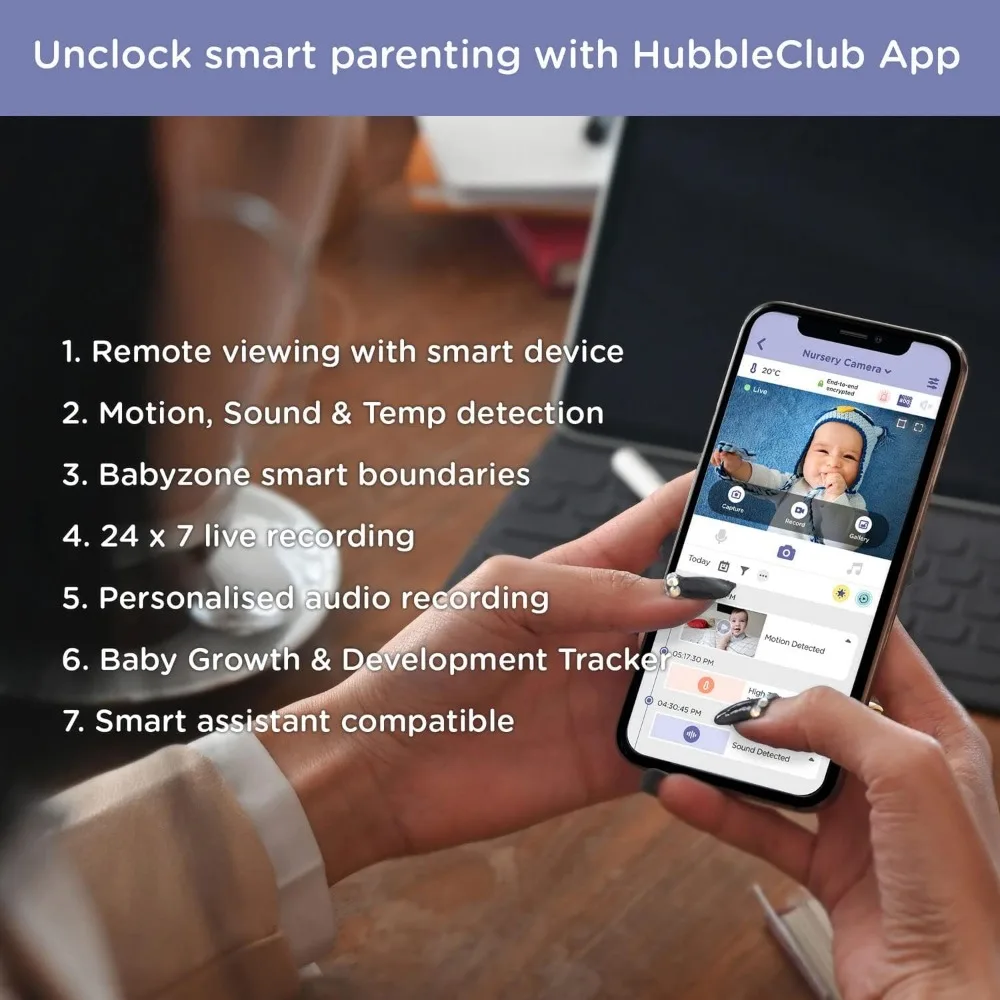 Hubble Connected Nursery Pal Link Premium Smart Connected, Wi-Fi Enabled Baby Monitor With Large 5-Inch Color Parent Unit Viewer