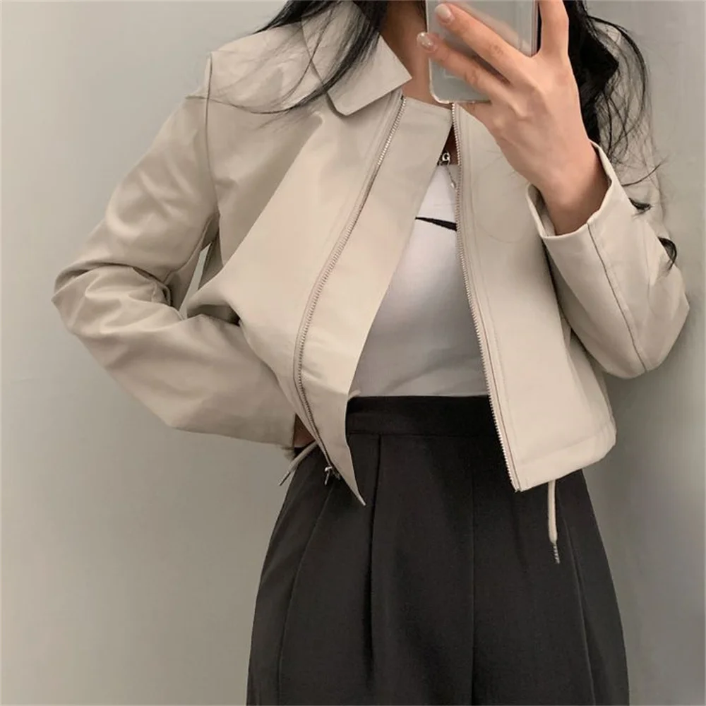 PLAMTEE corea Classic Women PU giacche minimalista primavera Casual Vintage 2023 New Office Lady Loose Mujer High Street Chic cappotti