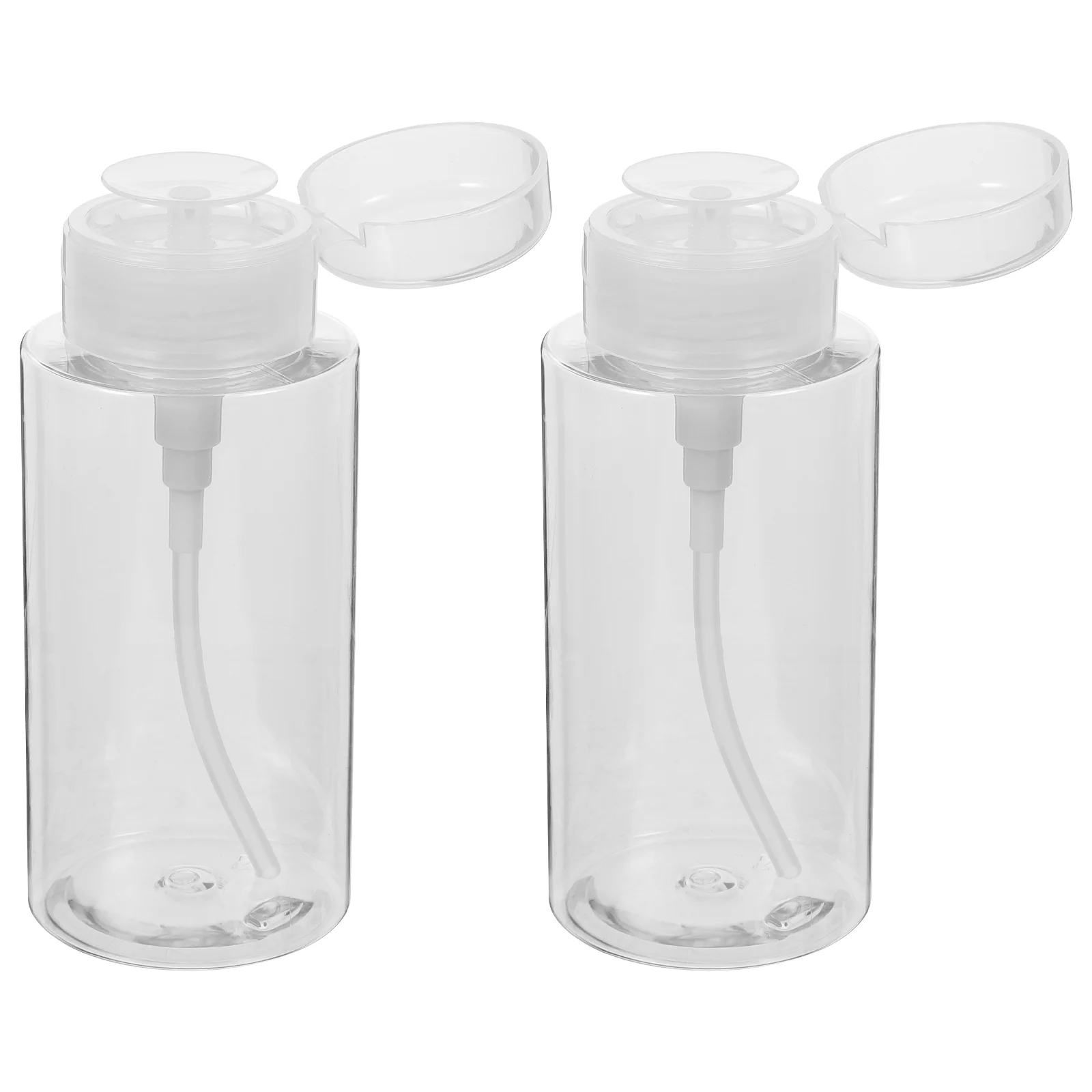 2 Pcs Travel Bottles Bottled Alcohol Dispenser Push down Makeup Remover Press Nail Polish Pump Transparent