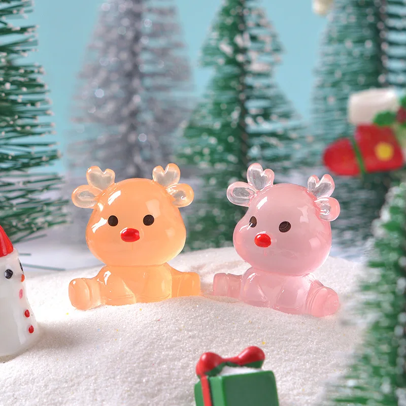 10/20 قطعة تماثيل الأيائل الصغيرة المضيئة توهج في الظلام زينة عيد الميلاد DIY بها بنفسك حديقة الجنية هدايا الحفلات