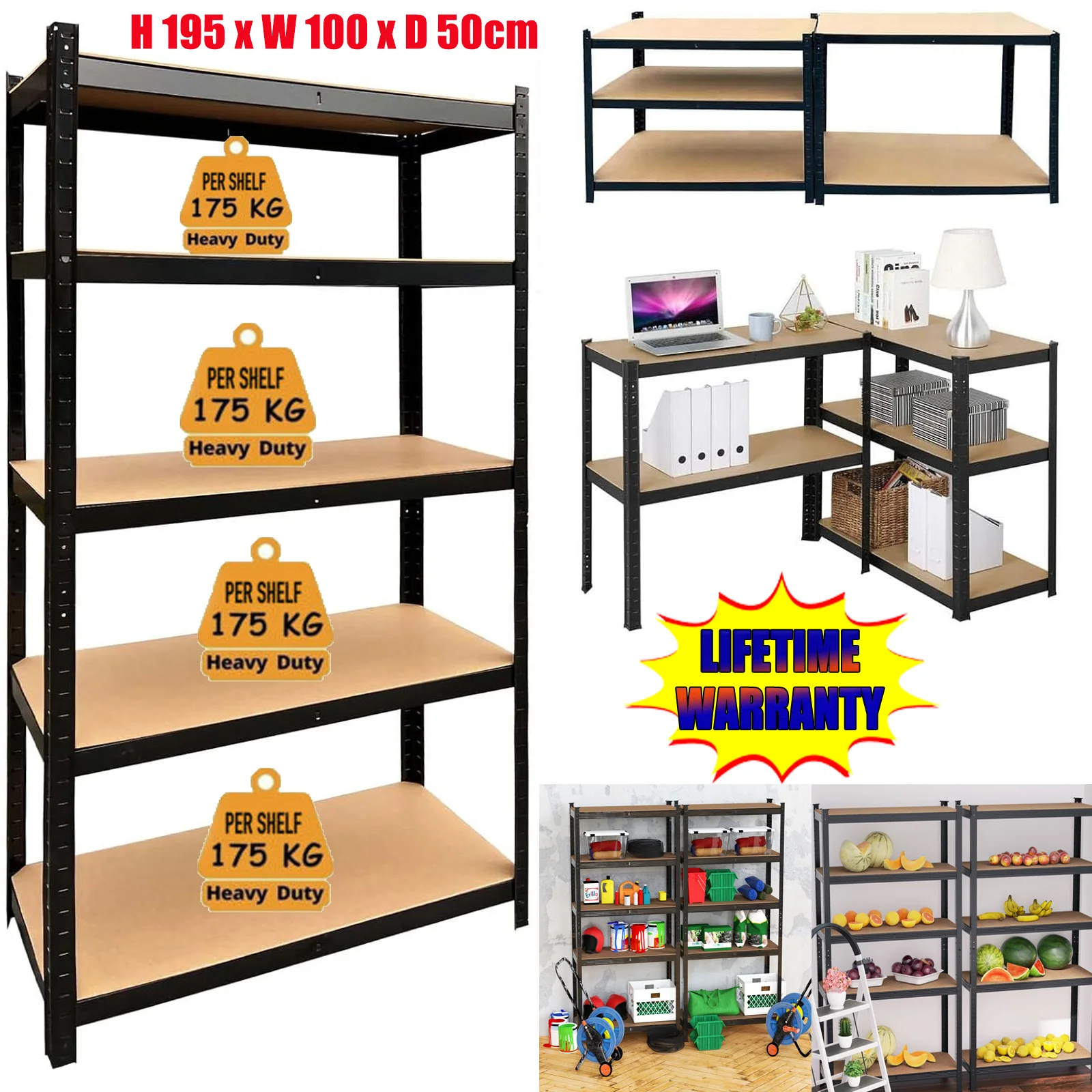 DayPlus Storage Shelves 4 Shelf Basement Shelving,  Shelving Unit Organizer, 386lbs Loading Capacity per Tier, Steel Adjustable