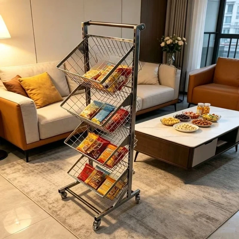 Medieval carbon steel multi-layer kitchen storage cart, bedroom study clothing storage rack, household finishing rack trolley