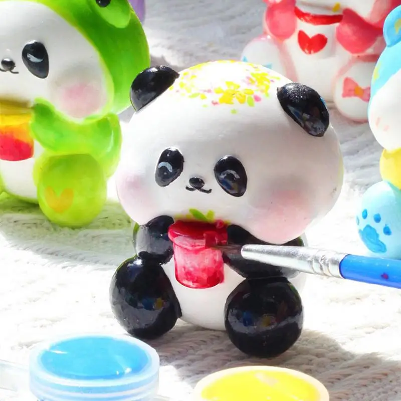 Painting Plaster Doll Children's Art Plaster Kit Toy For Painting Art Crafting Tool With Panda Models For Family Bonding