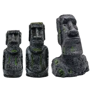 Paskalya adası Kafa Süsleme Akvaryum balık tankı Peyzaj Dekor, Masa Üstü Teraryum, Moai Heykelleri moai heykelinin en çok satan 8 ürünü-no. 2