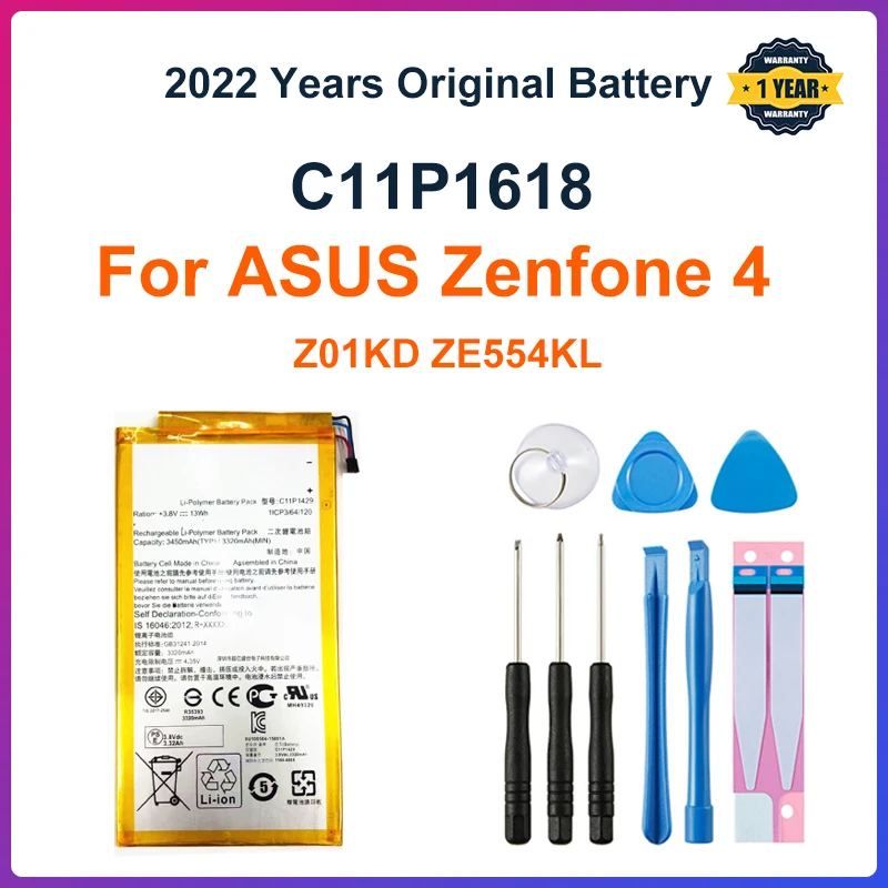 ASUS C11P1618 Original Phone Battery For ASUS Zenfone 4 Z01KD ZE554KL 3250mAh High Capacity+Free Tools