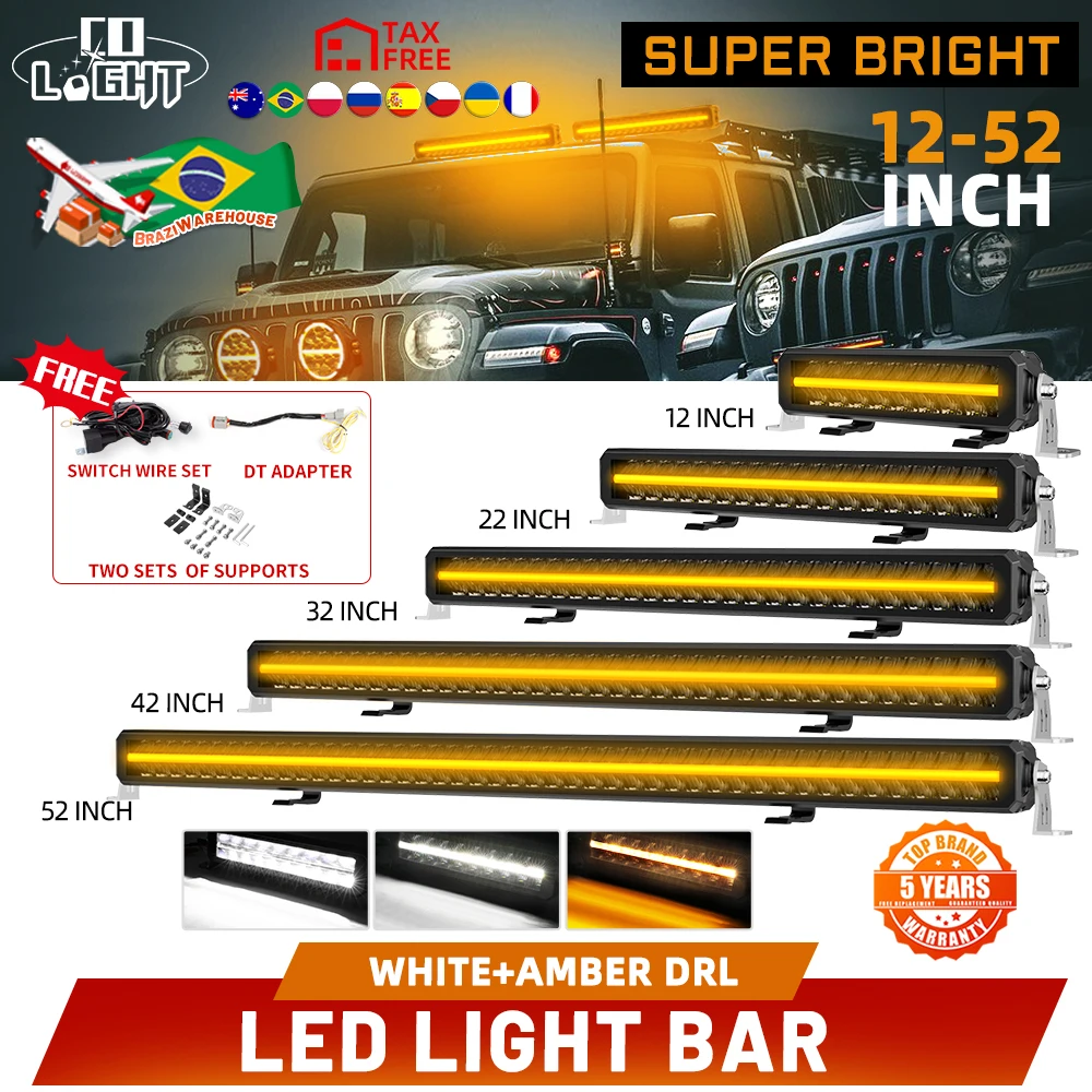 

CO LIGHT 32Inch Dual Row LED Light Bar Anti-Glare Offroad 22inch Work Light White&Amber DRL with Side&Bottom Bracket for SUV ATV