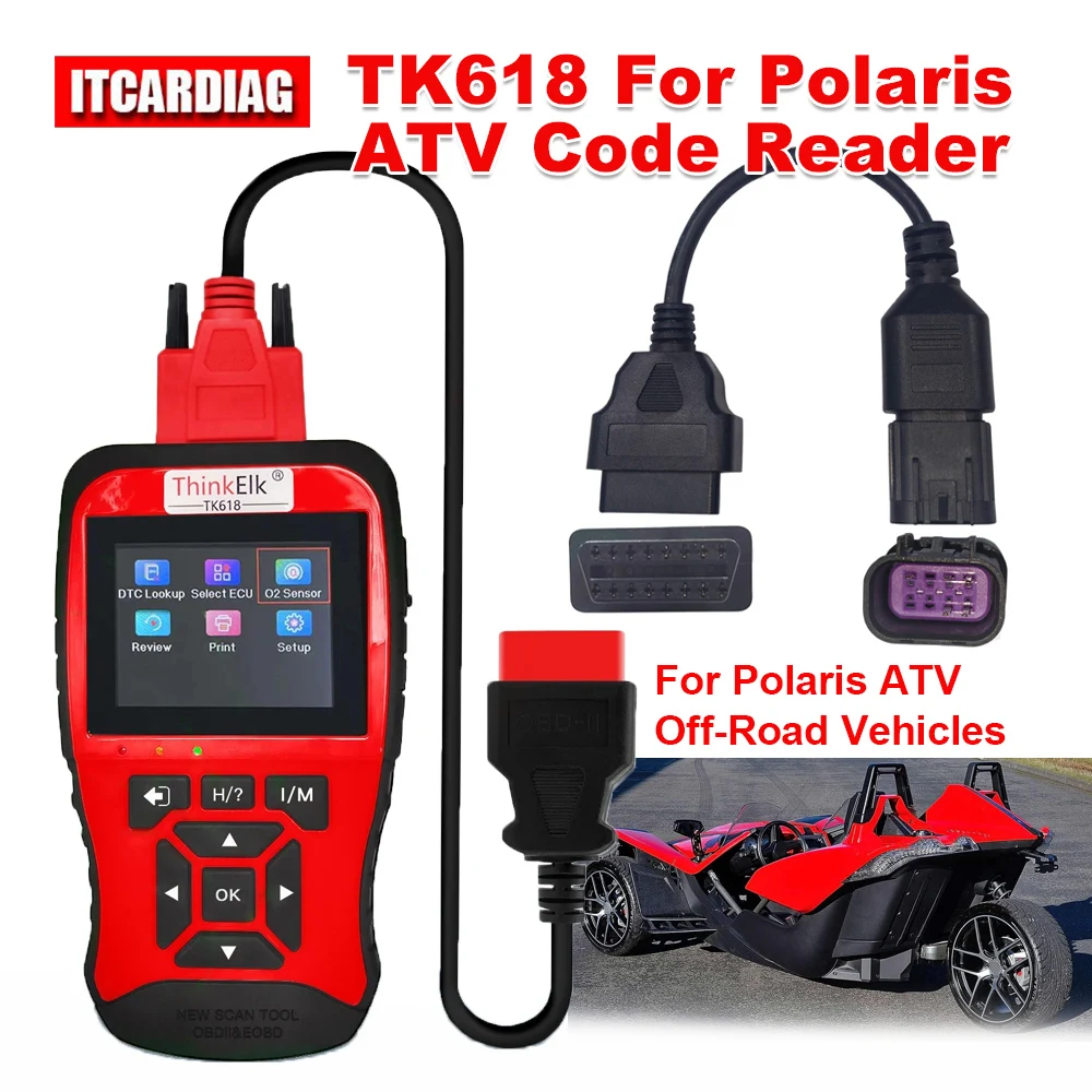 

ThinElk TK618 Code Reader OBD2 диагностический сканер для Polaris ATV для Sportsman/RZR/Ranger/General/ACE/Slingshot 8-контактный разъем