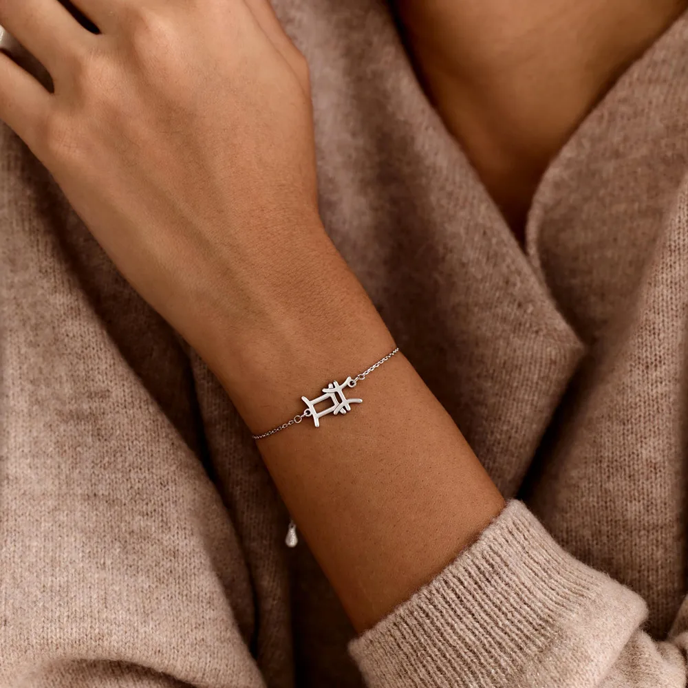 Personalized Astrology Bracelet Custom Zodiac Sign Charm Bracelet Couple Jewelry Stainless Steel Adjustable Chain