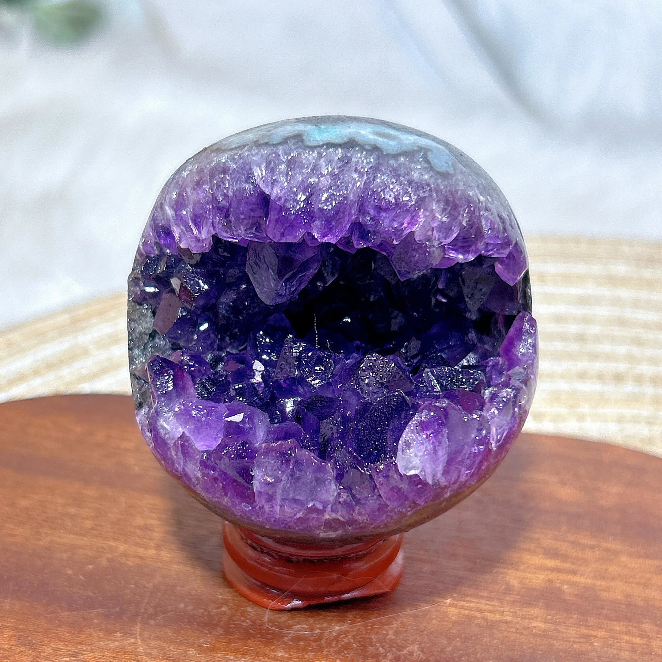 

High Quality Healing Natural Crystal Amethyst Cluster Geode Sphere Open Mouth Risus Ball Energy Home Decoration Room Decor Gift