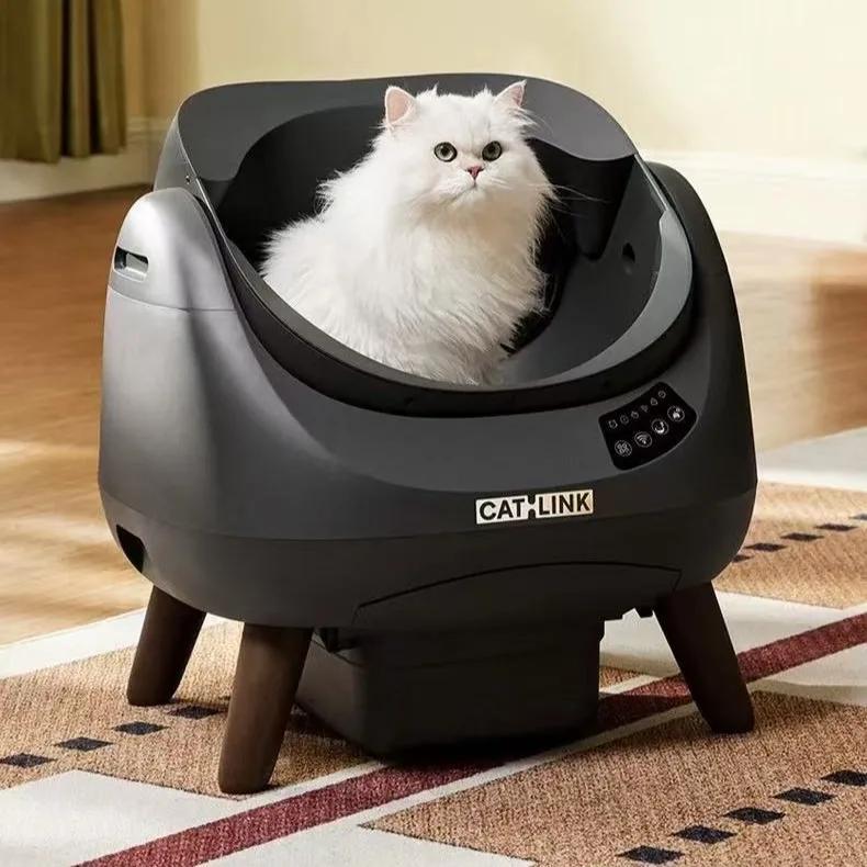 

Smart Automatic Cat Litter Box, Large Open-Space Cat Toilet, Intelligent Self-Cleaning Kitty Potty