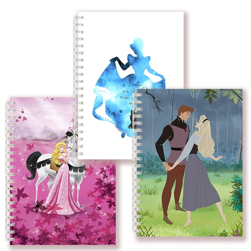 espiral notebook meninas dormindo beleza aurora cosplay vestido disney princesa citacao nota livro para fas dia das bruxas presente de natal a5 01