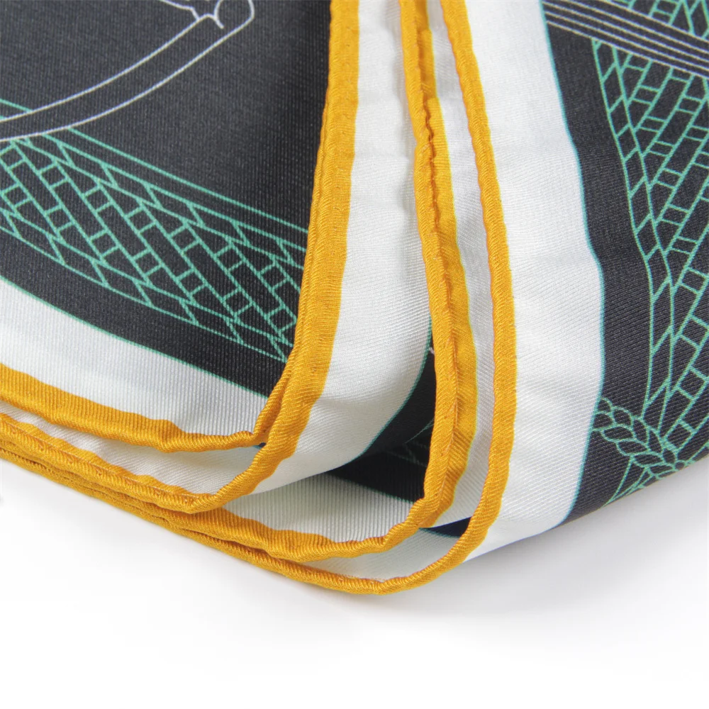 POBING ม้วนผ้าไหมผ้าพันคอผู้หญิงโกลนคู่ด้านข้างพิมพ์ผ้าพันคอสแควร์ห่อ Echarpes Foulards Femme Hijab 70 ซม.