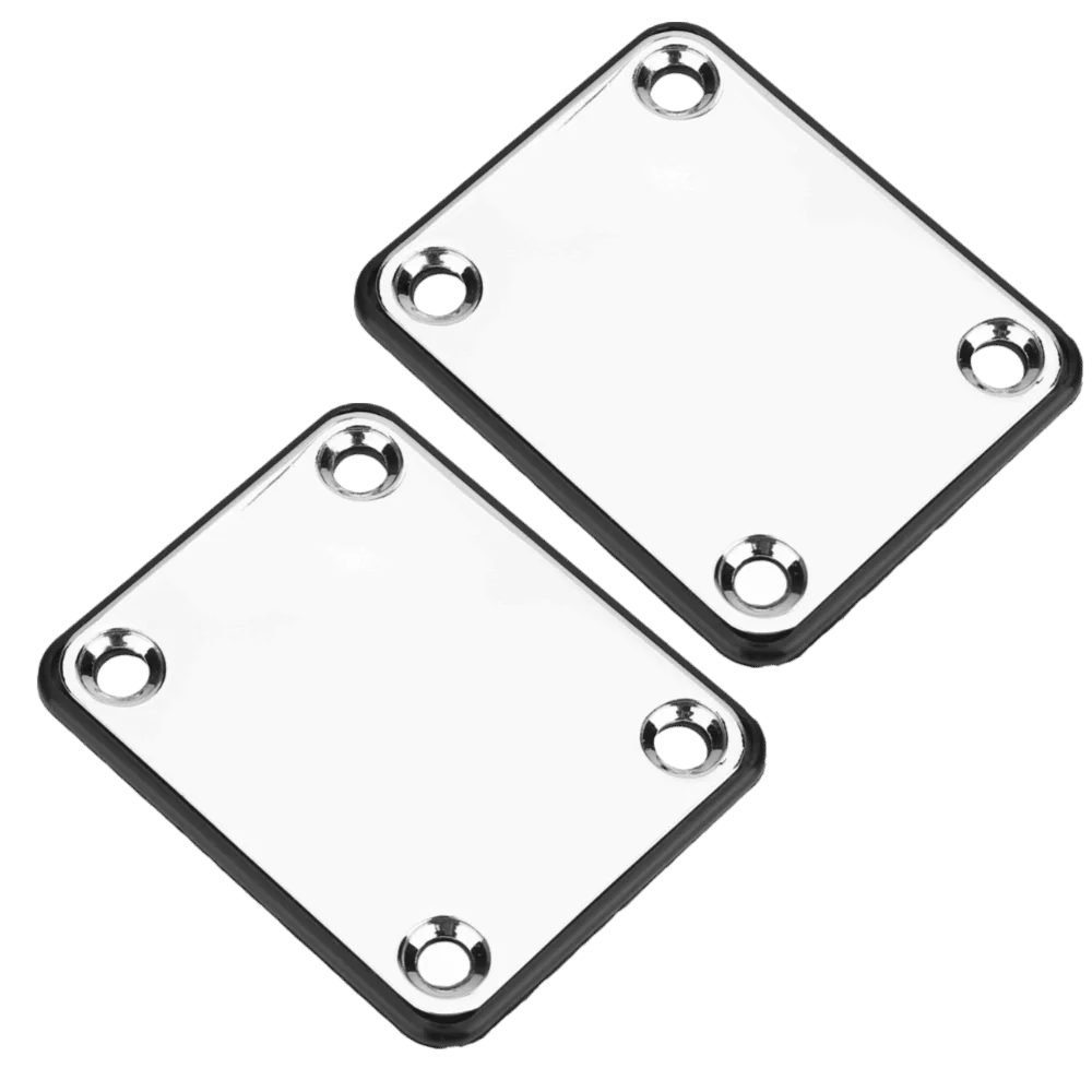2Pack Steel Alloy​ Neck Plate ​4-Bolt ​Black/Silver ​Guitar Neck Plate​ ​With Screws​ ​Bass Neck Plate​
