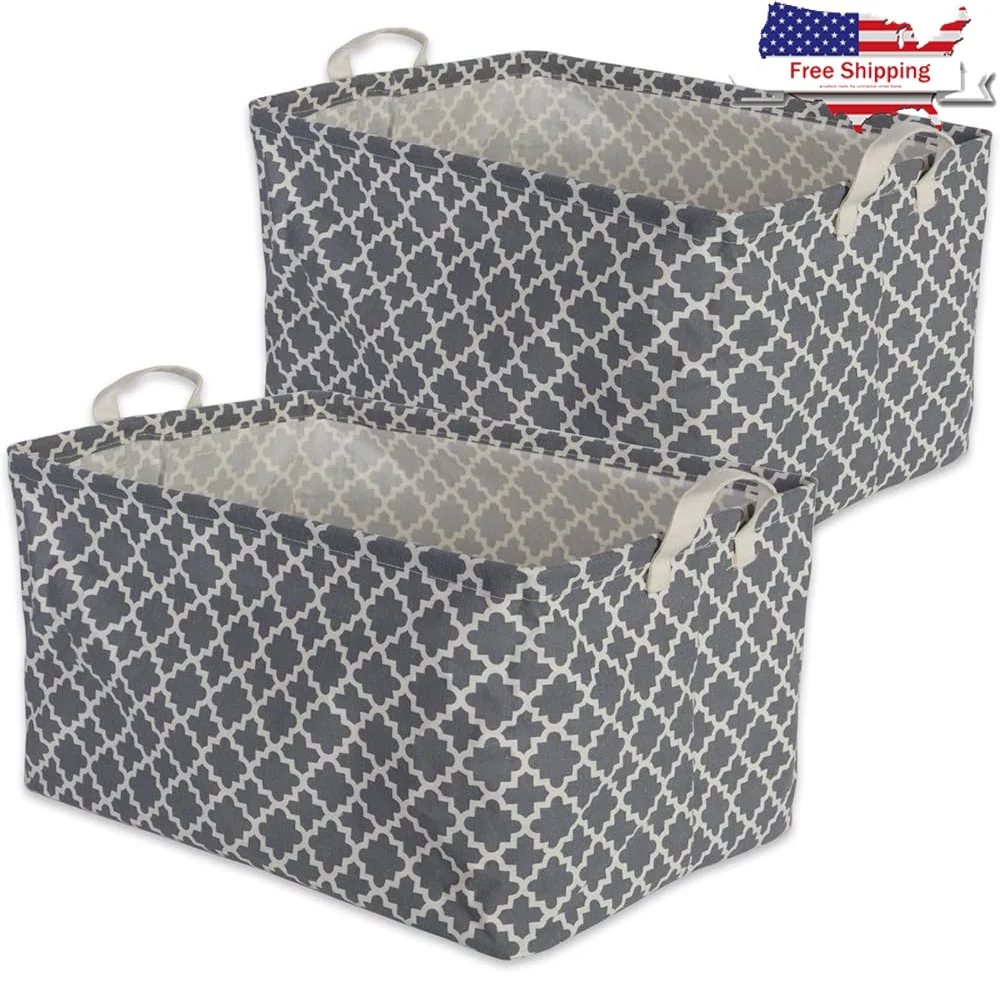 

Extra Large Collapsible Laundry Storage Bins Set of 2 PE Coated Handle Baskets Organizing Home Bathroom Closet Kitchen