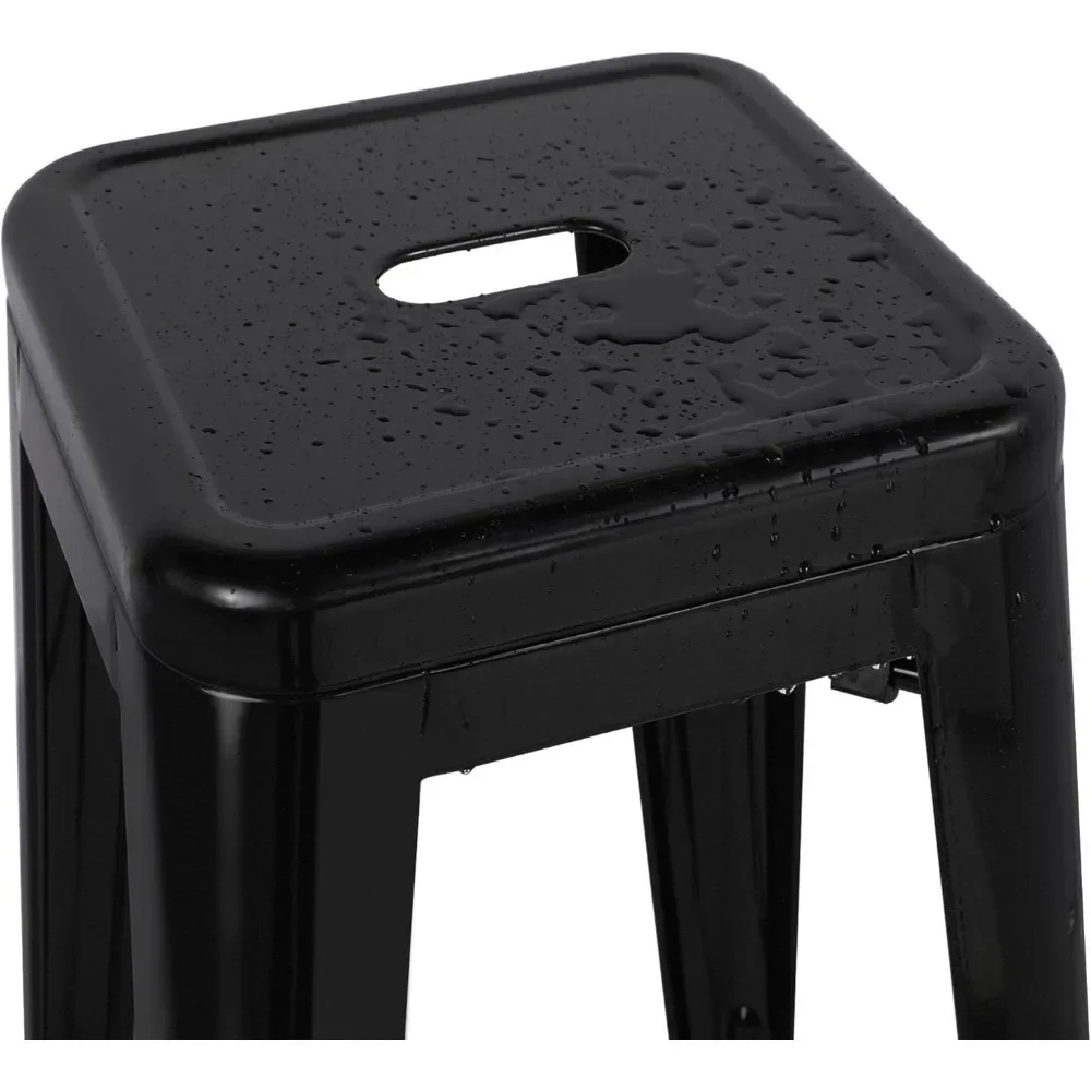 30 Inches Metal Bar Stools High Backless Stools Bar Height Stools Patio Furniture Indoor/Outdoor Stackable Kitchen Stool